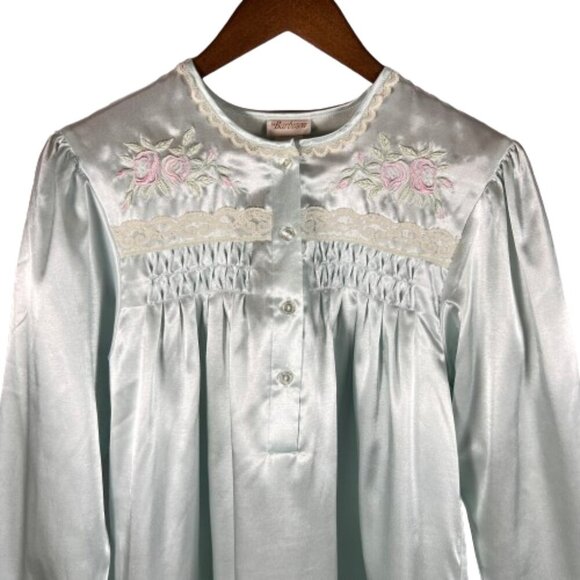 VTG Barbizon Womens Cuddleskin Embroidered Satin Lace Nightgown Size S Feminine - Picture 2 of 8